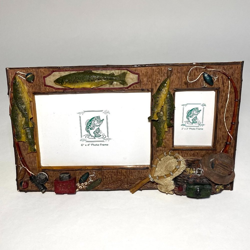 Fisherman Ceramic Photo Frame Image Fish/Fishing Accessories 2 Photos